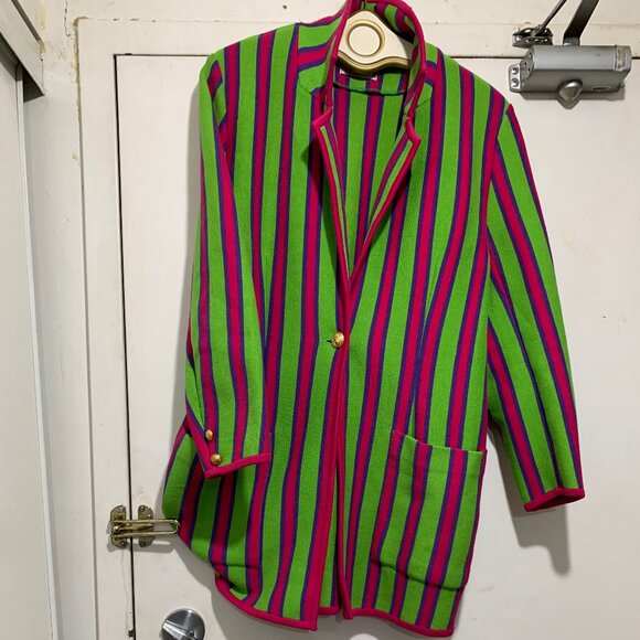 VINTAGE PORTS TRADEMARK DESIGNS WOOL STRIPE JACKETS SIZE M - Picture 11 of 14